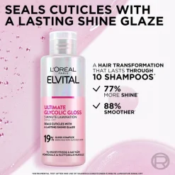 L'Oréal Paris Elvital 200ml Glycolic Gloss huuhdeltava käsittely kiillottomille hiuksille 200ml