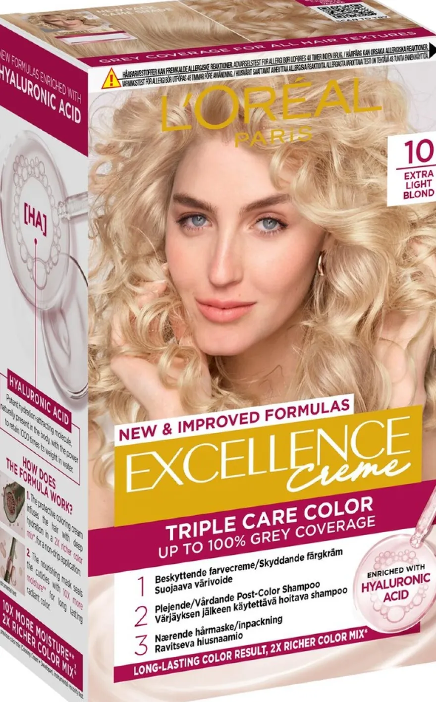 L'Oréal Paris Excellence Creme 10 Extra Light Blonde Kirkas Vaalea kestoväri 1kpl