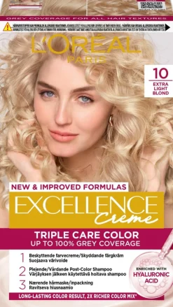 L'Oréal Paris Excellence Creme 10 Extra Light Blonde Kirkas Vaalea kestoväri 1kpl