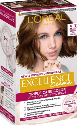 L'Oréal Paris Excellence Creme 5.3 Golden Light Brown Kullanruskea kestoväri 1kpl