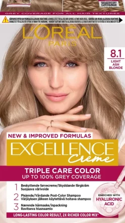 L'Oréal Paris Excellence Creme 8.1 Light Ash Blonde Keskivaalea Tuhka kestoväri 1kpl