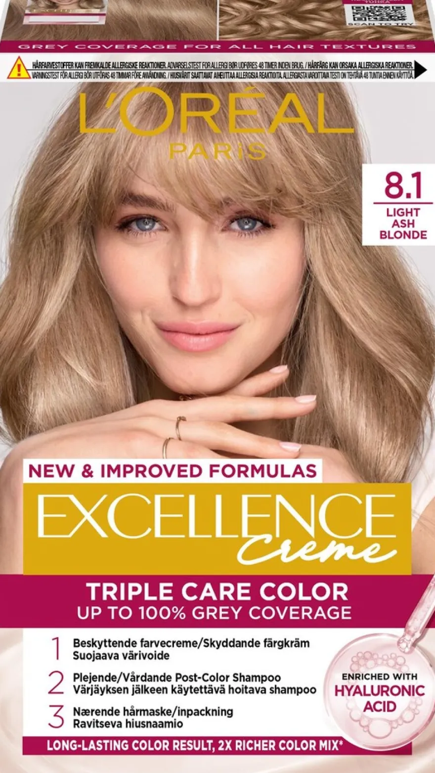 L'Oréal Paris Excellence Creme 8.1 Light Ash Blonde Keskivaalea Tuhka kestoväri 1kpl