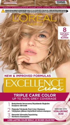 L'Oréal Paris Excellence Creme 8 Natural Light Blonde Keskivaalea kestoväri 1kpl