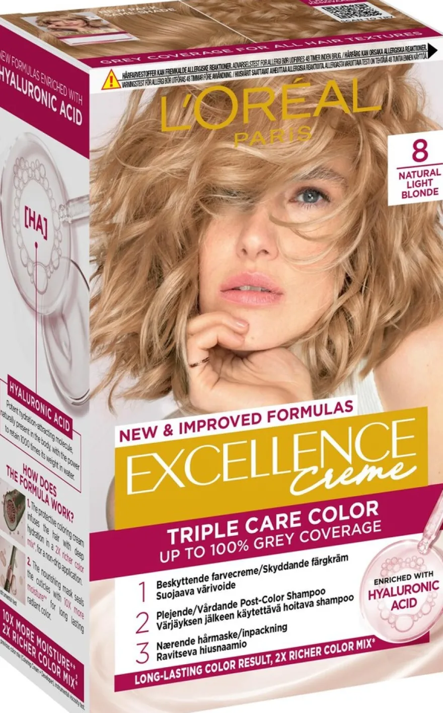 L'Oréal Paris Excellence Creme 8 Natural Light Blonde Keskivaalea kestoväri 1kpl