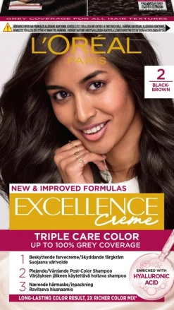 L'Oréal Paris Excellence Creme 2 Black Brown Mustanruskea kestoväri 1kpl
