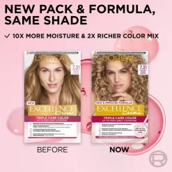 L'Oréal Paris Excellence Creme 7.31 Golden Beige Blonde Tummanvaalea kultatuhka kestoväri 1 kpl