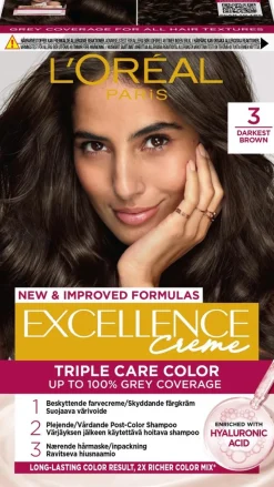 L'Oréal Paris Excellence Creme 3 Dark Brown Syvä Tummanruskea kestoväri 1kpl