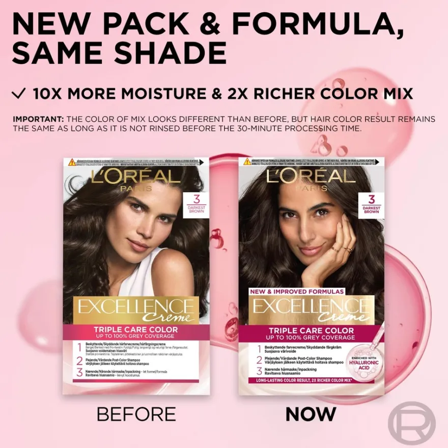 L'Oréal Paris Excellence Creme 3 Dark Brown Syvä Tummanruskea kestoväri 1kpl