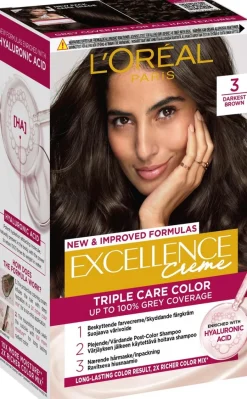L'Oréal Paris Excellence Creme 3 Dark Brown Syvä Tummanruskea kestoväri 1kpl