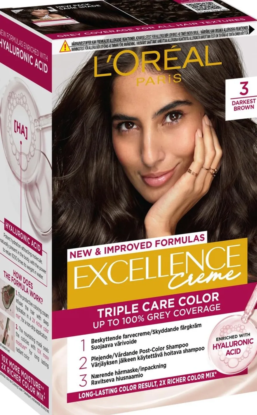 L'Oréal Paris Excellence Creme 3 Dark Brown Syvä Tummanruskea kestoväri 1kpl