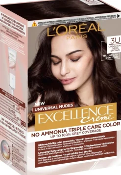 L'Oréal Paris Excellence Universal Nudes 3U Universal Dark Brown kestoväri ilman ammoniakkia 1kpl