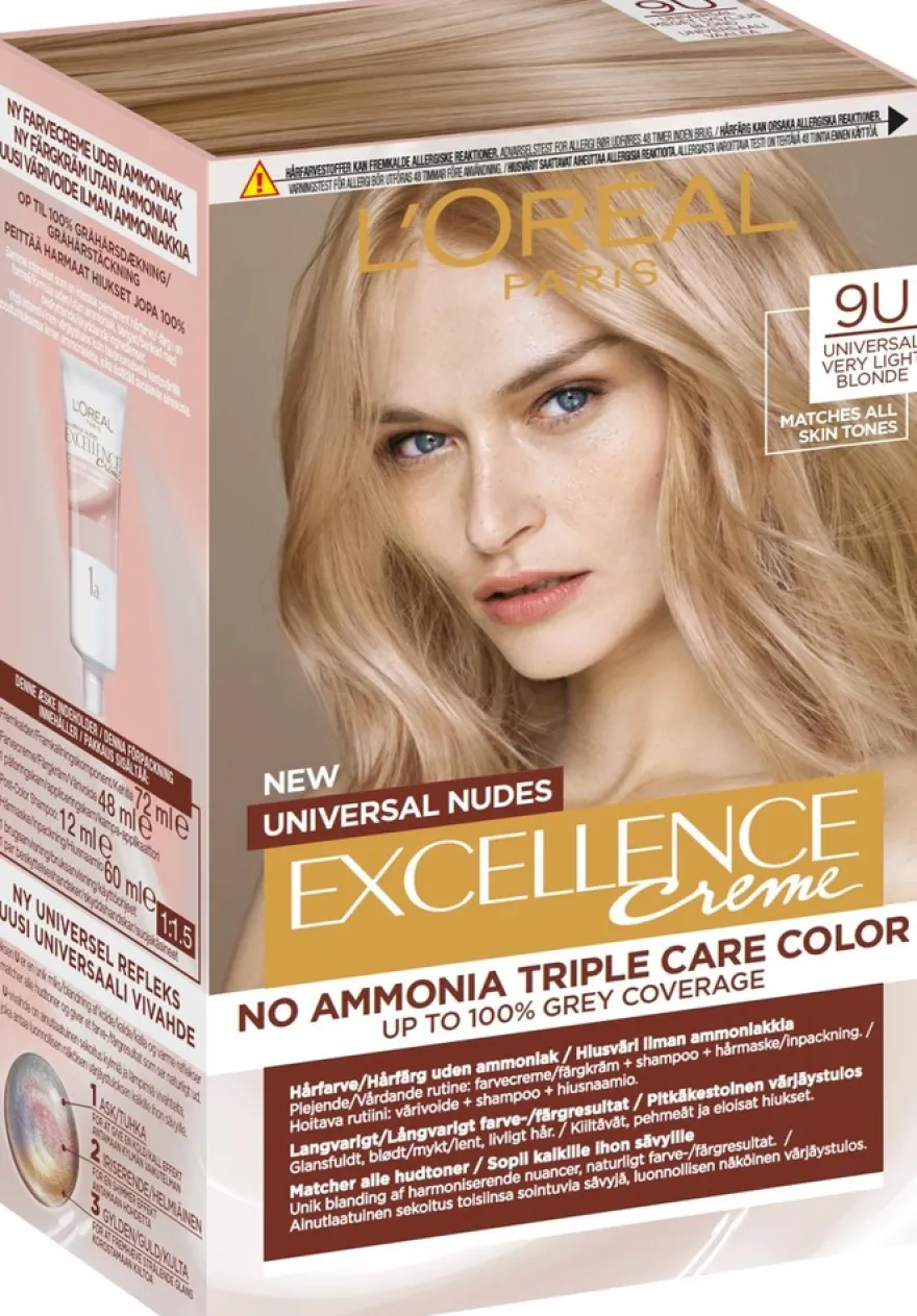 L'Oréal Paris Excellence Universal Nudes 9U Universal Very Light Blonde kestoväri ilman ammoniakkia 1kpl