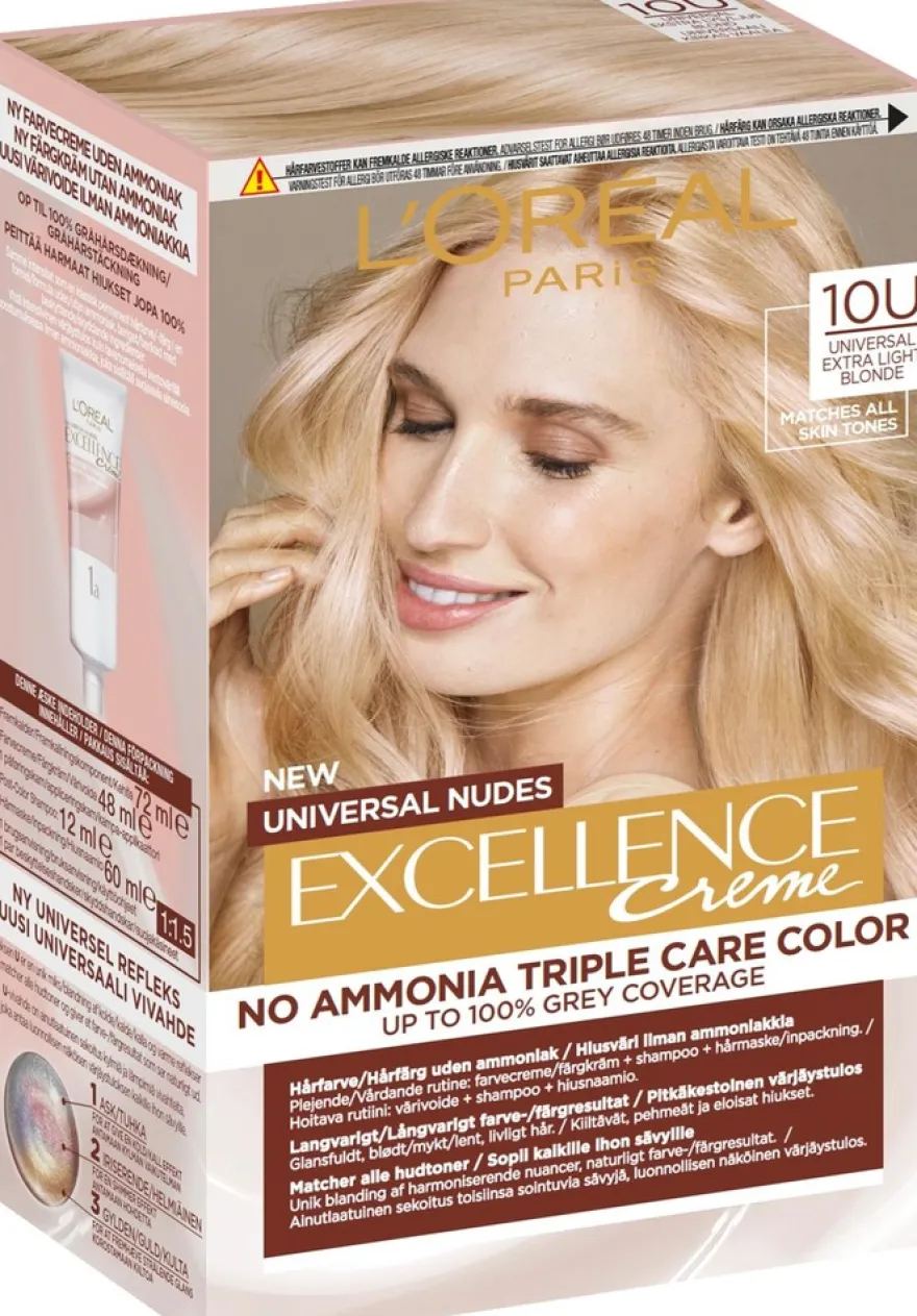L'Oréal Paris Excellence Universal Nudes 10U Universal Lightest Blonde kestoväri ilman ammoniakkia 1kpl