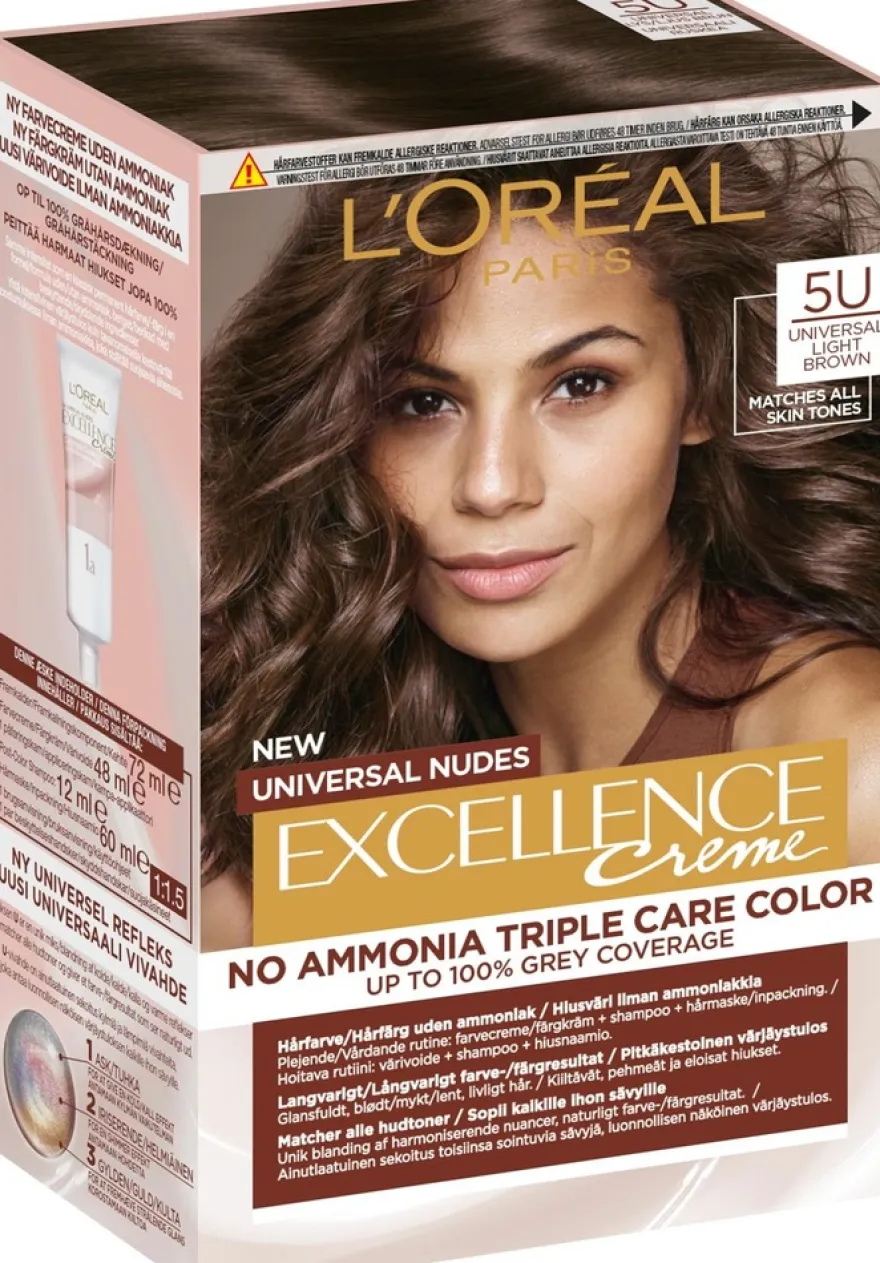L'Oréal Paris Excellence Universal Nudes 5U Universal Light Brown kestoväri ilman ammoniakkia 1kpl