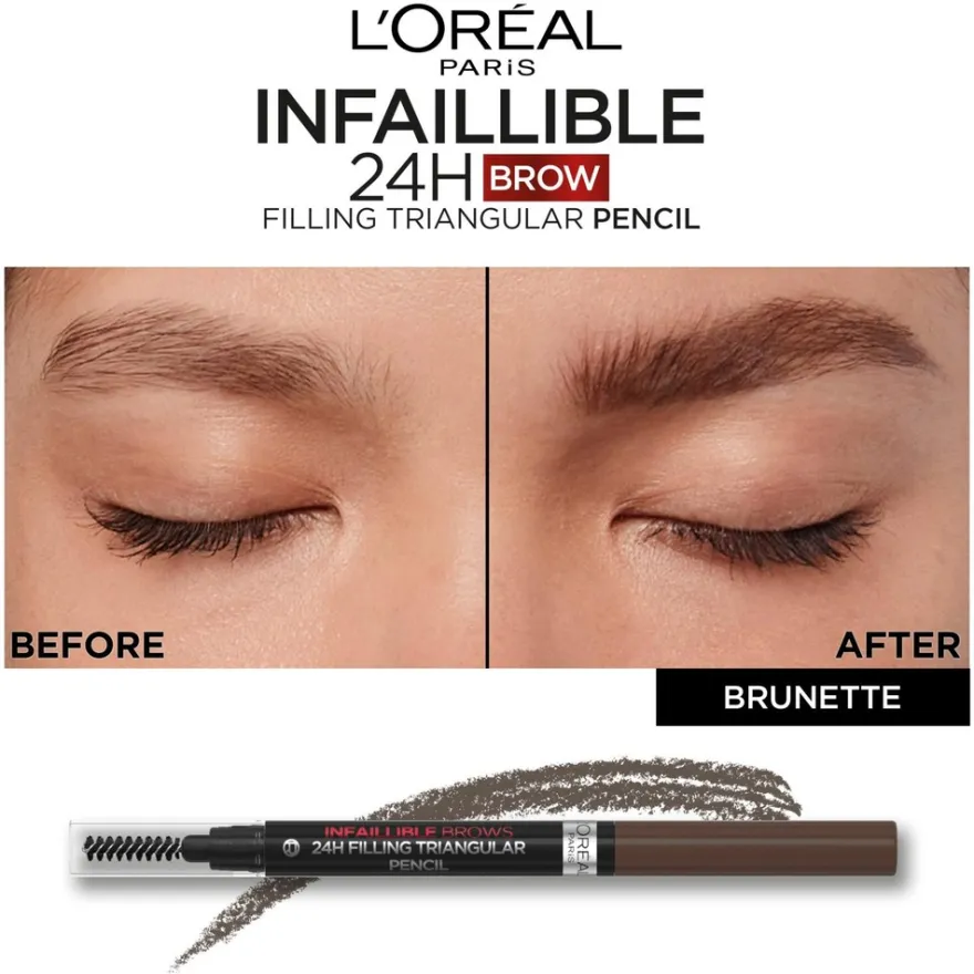 L'Oréal Paris Infaillible Brows 24H Filling Triangular Pencil 1.0 Ebony kulmakynä 1ml