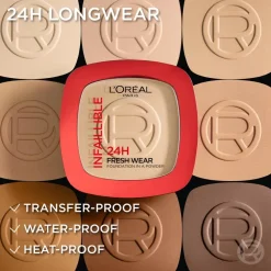 L'Oréal Paris Infaillible 24H Fresh Wear Foundation in a Powder Meikkipuuteri Warm Undertone 30 ml