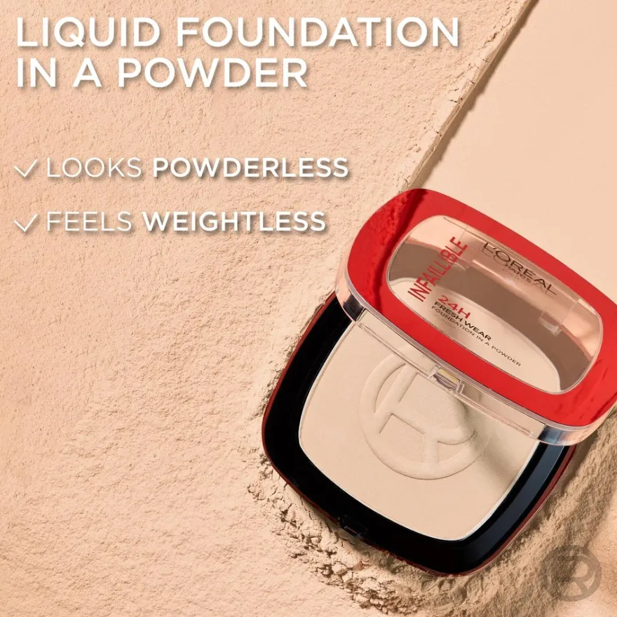 L'Oréal Paris Infaillible 24H Fresh Wear Foundation in a Powder Meikkipuuteri Warm Undertone 30 ml
