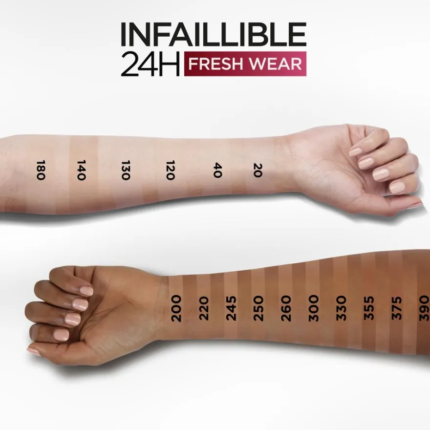 L'Oréal Paris Infaillible 24h Fresh Wear 390 Ebony meikkipuuteri 9 g