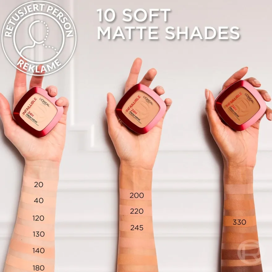 L'Oréal Paris Infaillible 24H Fresh Wear Foundation in a Powder Meikkipuuteri Warm Undertone 30 ml