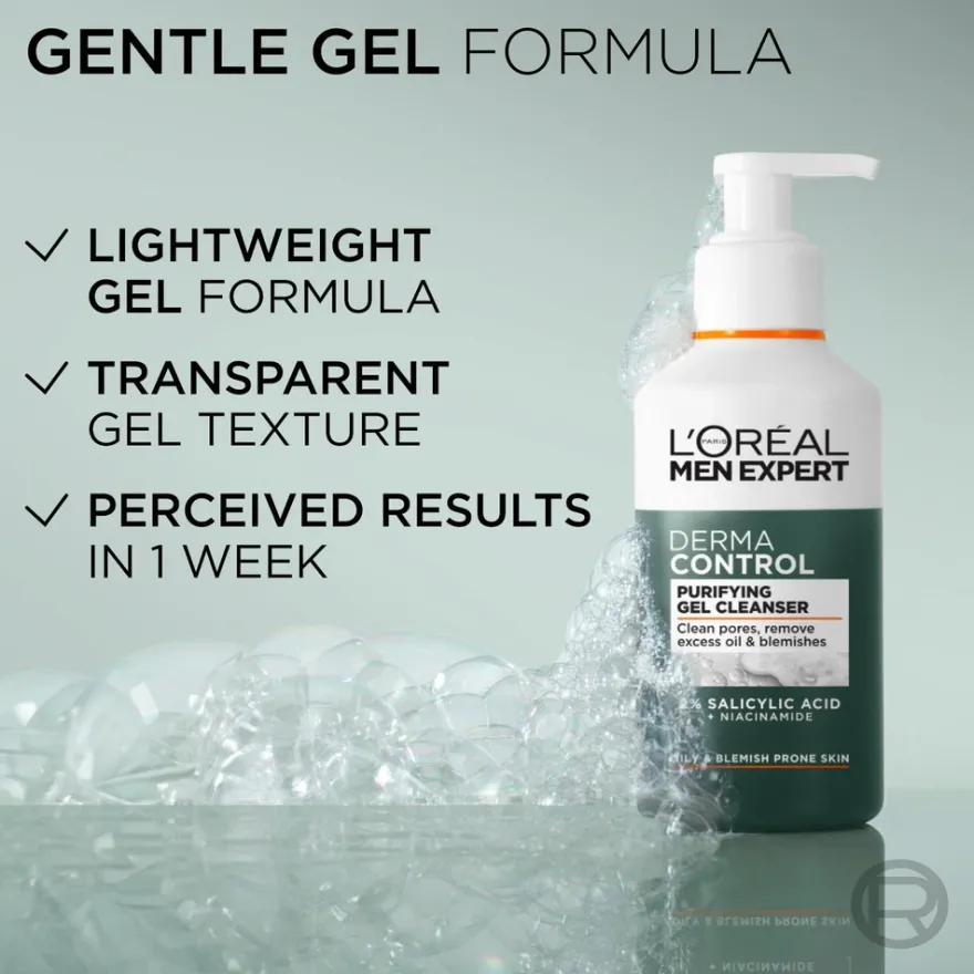 L'Oréal Paris Men Expert Derma Control puhdistusgeeli herkälle iholle 260 ml