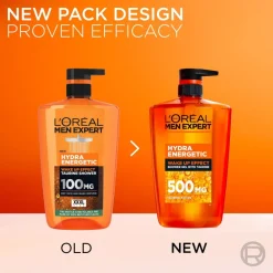 L'Oréal Paris Men Expert Hydra Energetic suihkugeeli normaalille iholle 1000 ml