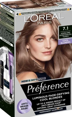 L'Oréal Paris Preference 7.1 Iceland keskivaalea tuhka kestoväri 1kpl