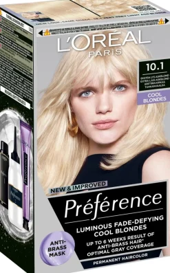 L'Oréal Paris Préférence 10.1 Helsinki Extra Light Ash Blonde Erittäin kirkas tuhkanvaalea kestoväri 1kpl