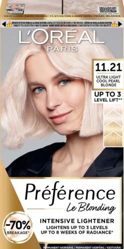 L'Oréal Paris Préférence Le Blonding 11.21 Ultra Light Extra Light Cool Crystal Blonde Erittäin kirkas viileä kristallinvaalea kestoväri 1kpl