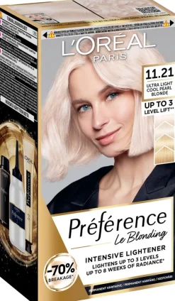 L'Oréal Paris Préférence Le Blonding 11.21 Ultra Light Extra Light Cool Crystal Blonde Erittäin kirkas viileä kristallinvaalea kestoväri 1kpl