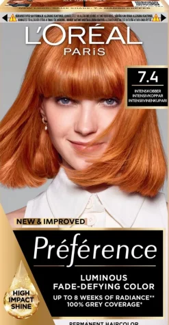 L'Oréal Paris Préférence 7.4 Mango Copper kestoväri normaaleille hiuksille 1 pce