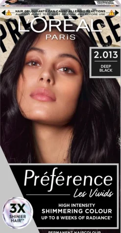 L'Oréal Paris Préférence Vivid Colours Deep Black intensiivinen kestoväri 1kpl