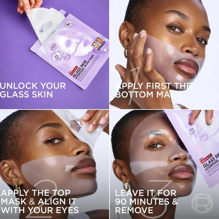 L'Oréal Paris Revitalift Filler Glass Skin Heleyttävä Hydrogeelinaamio 1 kpl