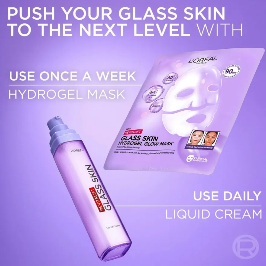 L'Oréal Paris Revitalift Filler Glass Skin Heleyttävä Hydrogeelinaamio 1 kpl