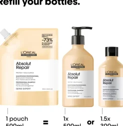 L'Oréal Professionnel Absolut Repair Gold shampoo täyttöpakkaus 500ml