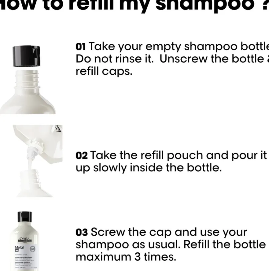 L'Oréal Professionnel Metal DX shampoo täyttöpakkaus 500ml