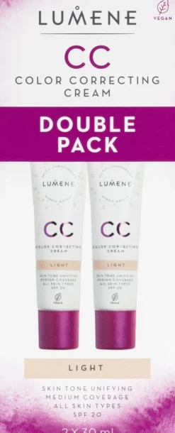 Lumene CC Color Correcting Cream SPF20 Medium Tuplapakkaus