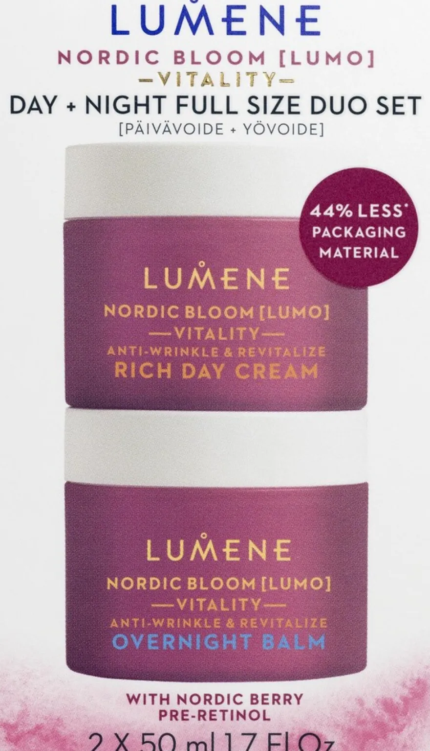 Lumene LUMO VITALITY Silottava & elvyttävä päivävoide + yövoide tuplapakkaus