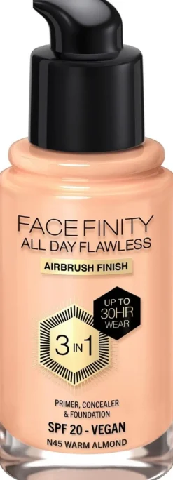 Max Factor Facefinity All Day Flawless Foundation 30 ml, 45 Warm Almond