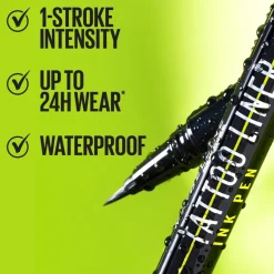 Maybelline New York Tattoo Liner Ink Pen 881 Matte Black nestemäinen silmänrajausväri 1,3g