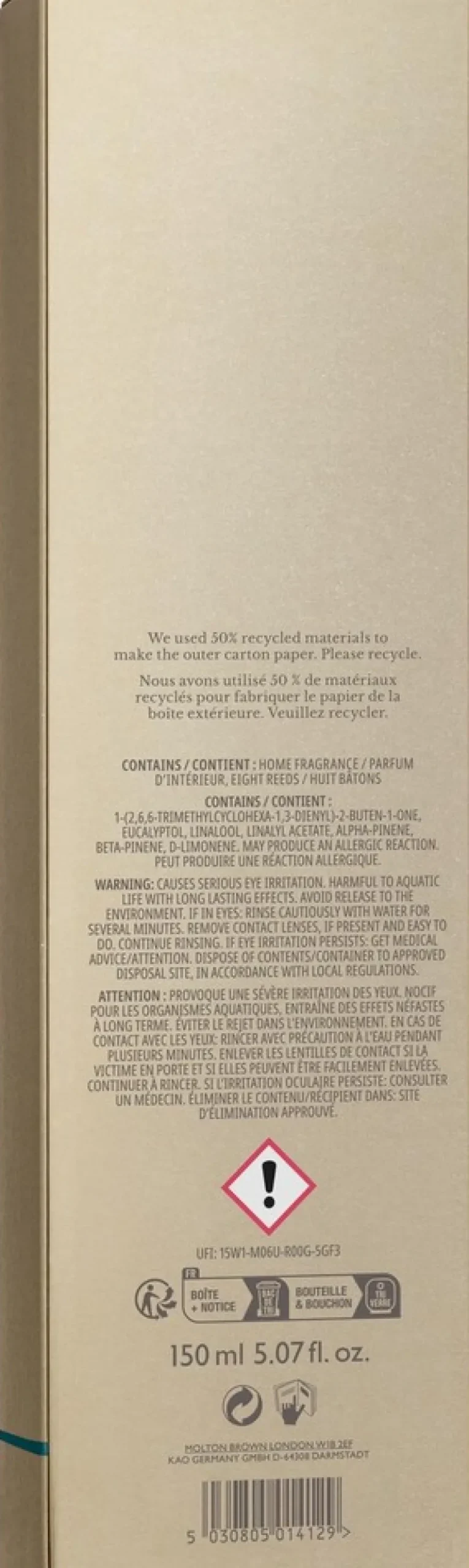 Molton Brown Coastal Cypress & Sea Fennel Aroma Reeds Refill tuoksutikkujen täyttöpakkaus 150 ml