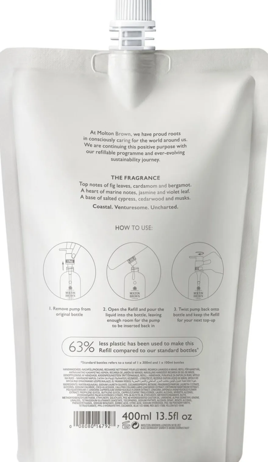 Molton Brown Coastal Cypress & Sea Fennel Fine Liquid Hand Wash Refill käsisaippuan täyttöpakkaus 400 ml