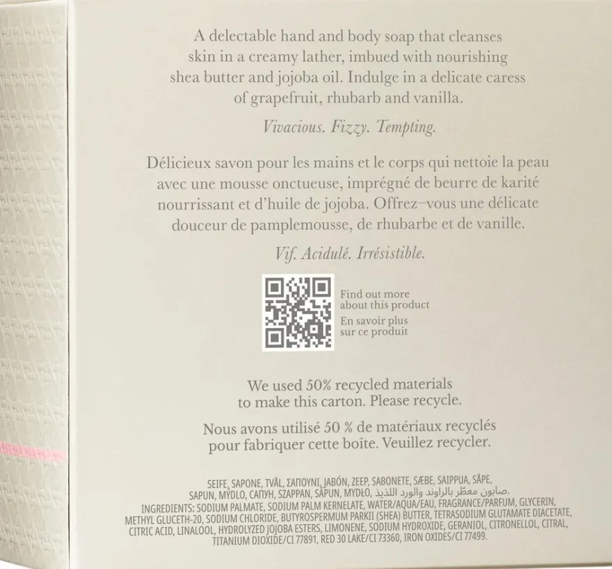 Molton Brown Delicious Rhubarb & Rose Perfumed Soap tuoksusaippua 150g