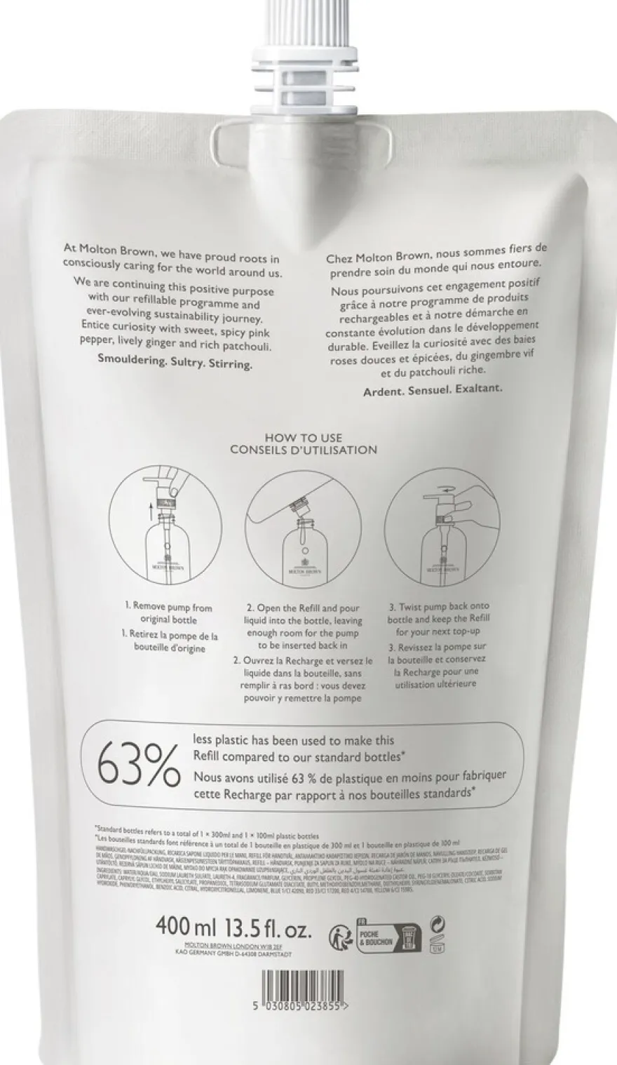 Molton Brown Fiery Pink Pepper Hand Wash Refill käsisaippuan täyttöpakkaus 400 ml