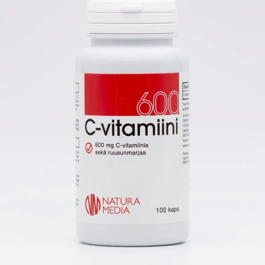Natura Median Ruusunmarja C-vitamiini 600 mg ravintolisä 100 kaps.