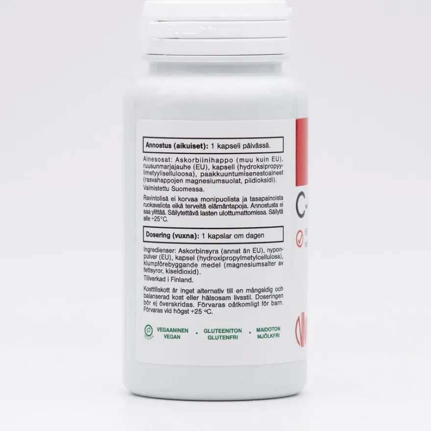Natura Median Ruusunmarja C-vitamiini 600 mg ravintolisä 100 kaps.