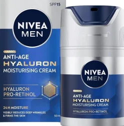 NIVEA MEN 50ml Anti-Age Hyaluron Face Moisturising Cream SPF15 -kasvovoide
