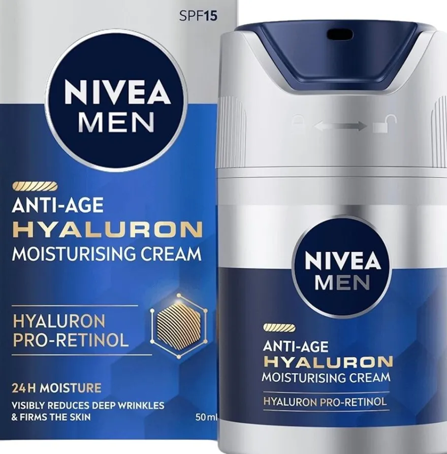 NIVEA MEN 50ml Anti-Age Hyaluron Face Moisturising Cream SPF15 -kasvovoide