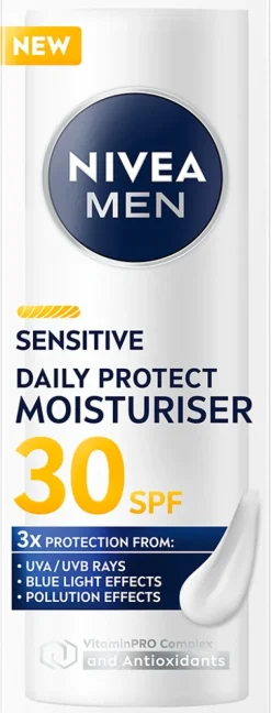 NIVEA MEN 50ml Sensitive Daily Protect Moisturiser SK30 -kasvovoide