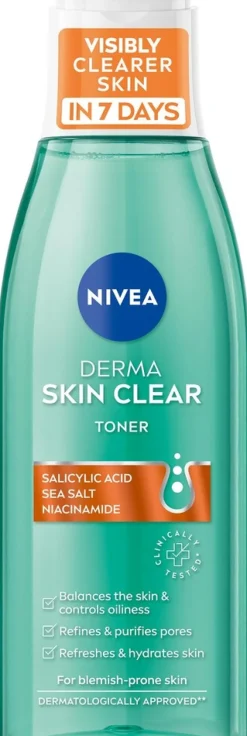 NIVEA 200ml Derma Skin Clear Toner -kasvovesi