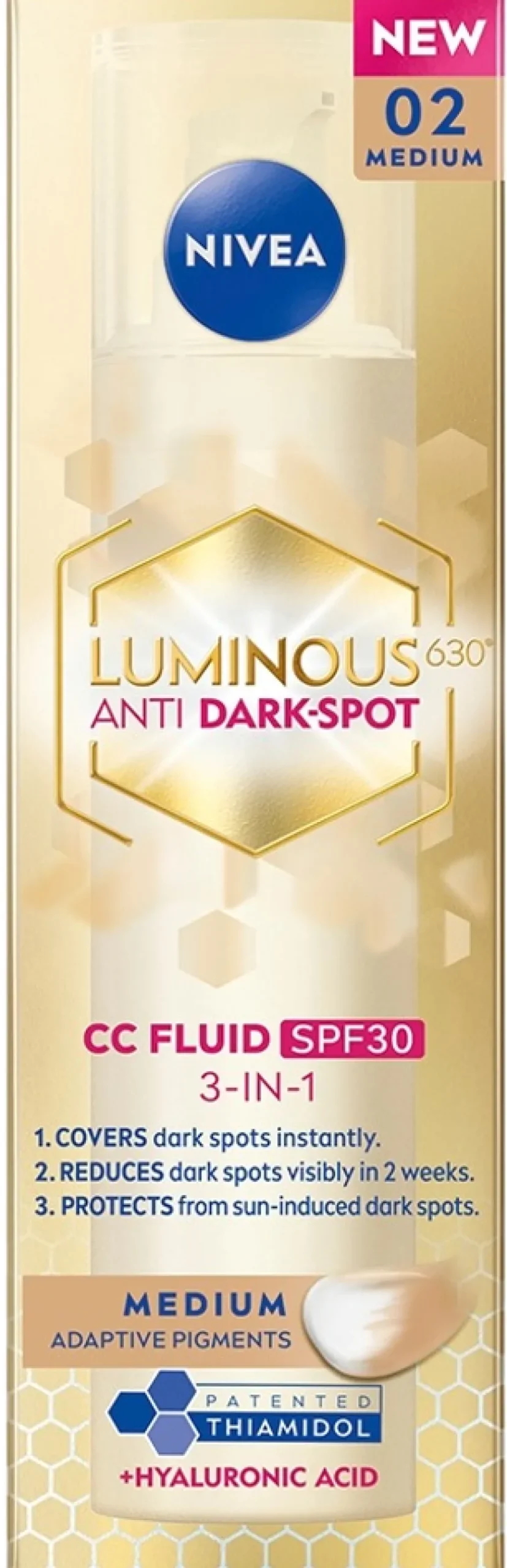 NIVEA 40ml Luminous630 Anti Dark-Spot CC Fluid Medium SK30 - sävyttävä päivävoide